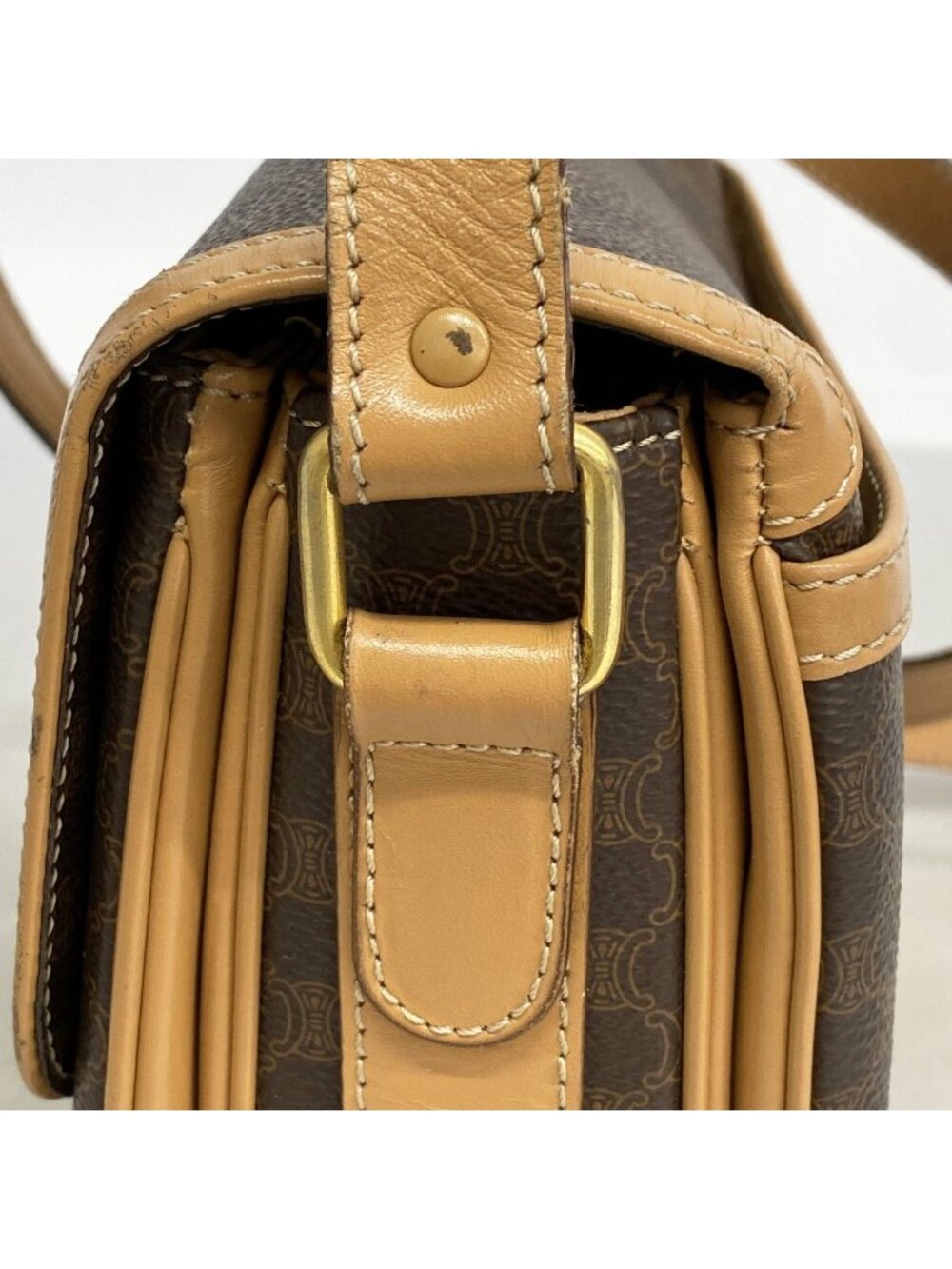 Celine Shoulder Bag Macadam Brown Gold - Picture 9 of 10